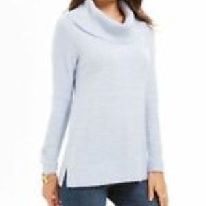 NWT  Style & Co Women's Lurex Cowl-Neck Sweater Light Blue Size Large